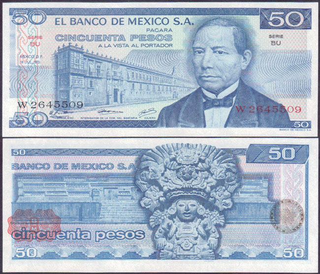 1973 Mexico 50 Pesos (Unc) L001856
